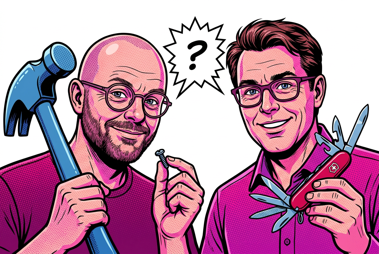 Frank and Thorsten – hammer and Swiss Army knife